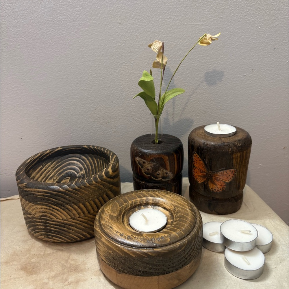 Rustic Wooden Decor ( handmade on lathe)